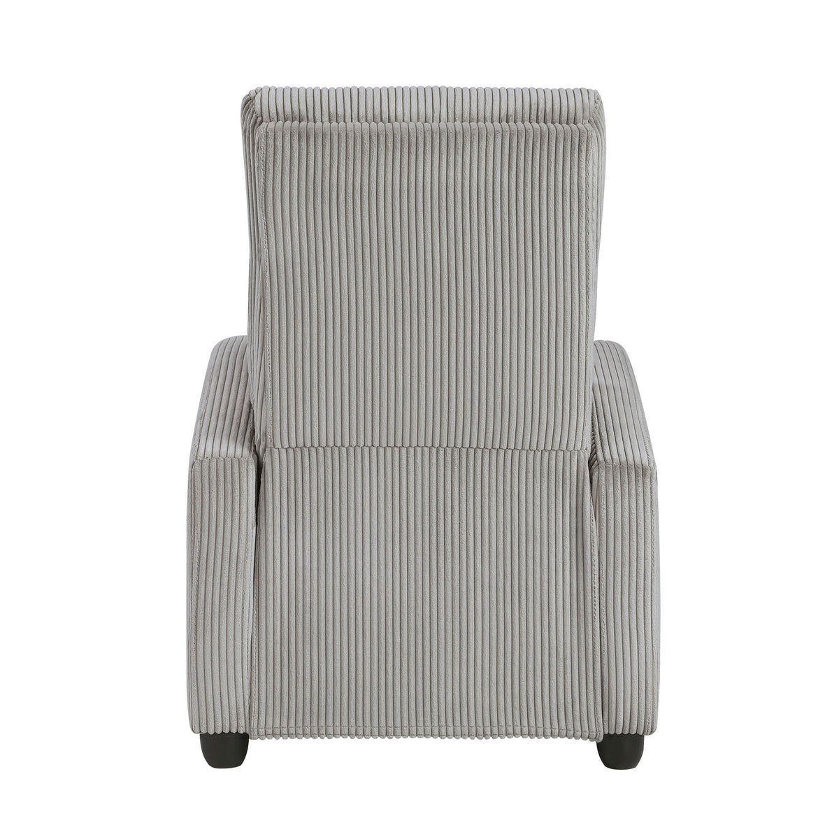Modern Push Back Recliner Chair Light Gray Soft Corduroy Upholstery Comfort Solid Wood Living Room Furniture 1pc