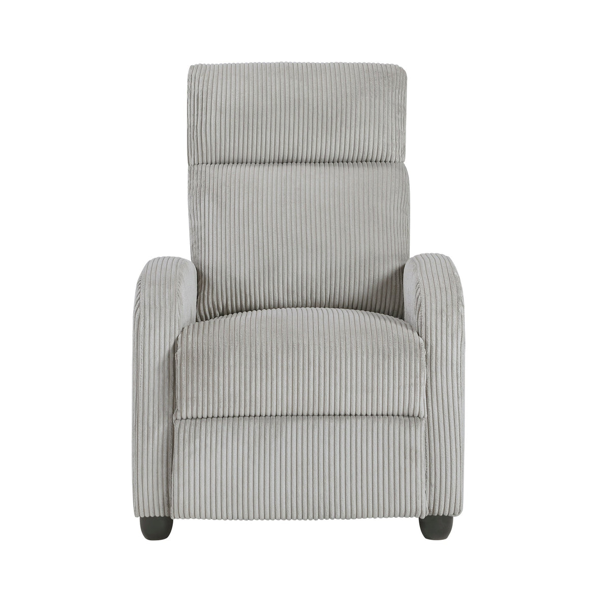 Modern Push Back Recliner Chair Light Gray Soft Corduroy Upholstery Comfort Solid Wood Living Room Furniture 1pc