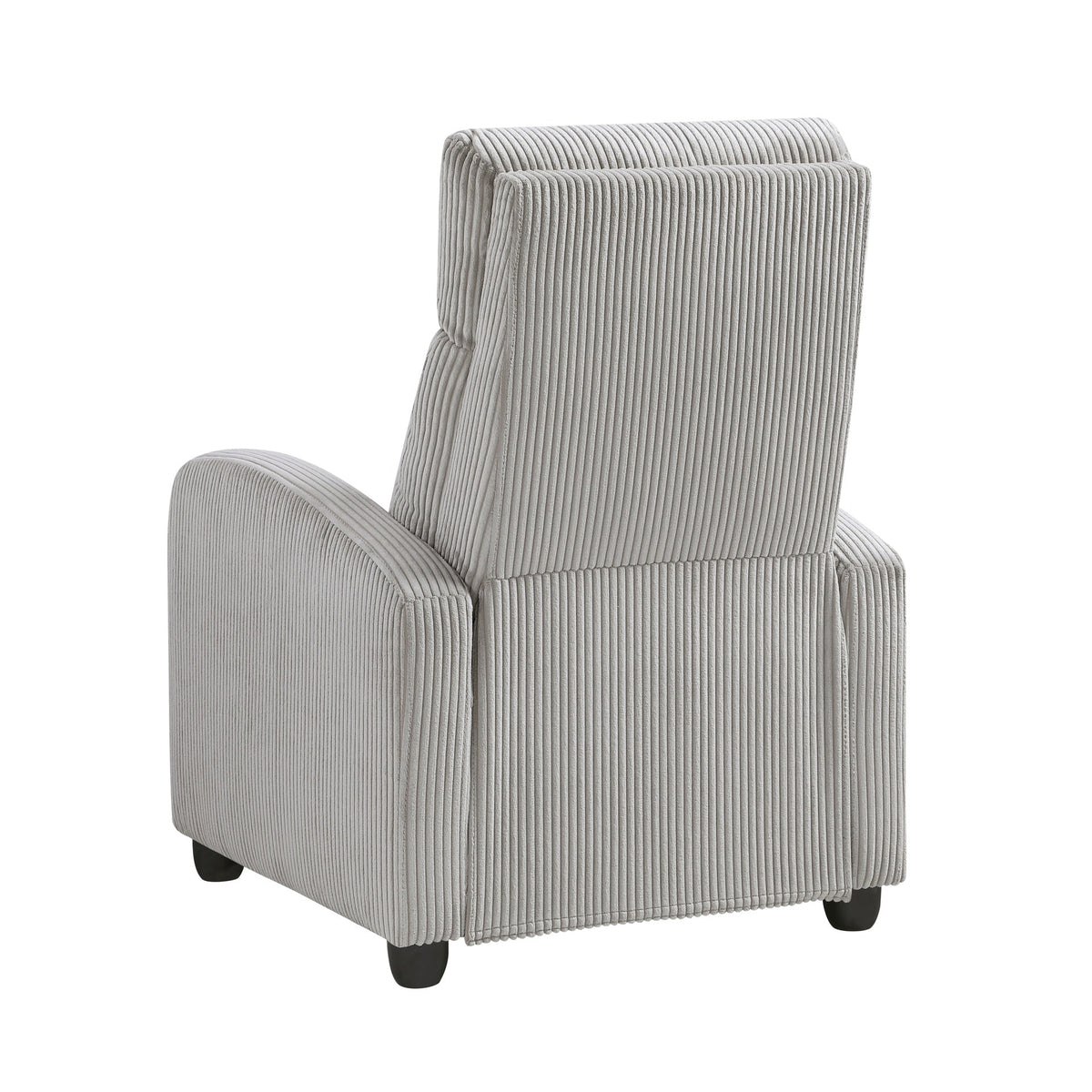 Modern Push Back Recliner Chair Light Gray Soft Corduroy Upholstery Comfort Solid Wood Living Room Furniture 1pc
