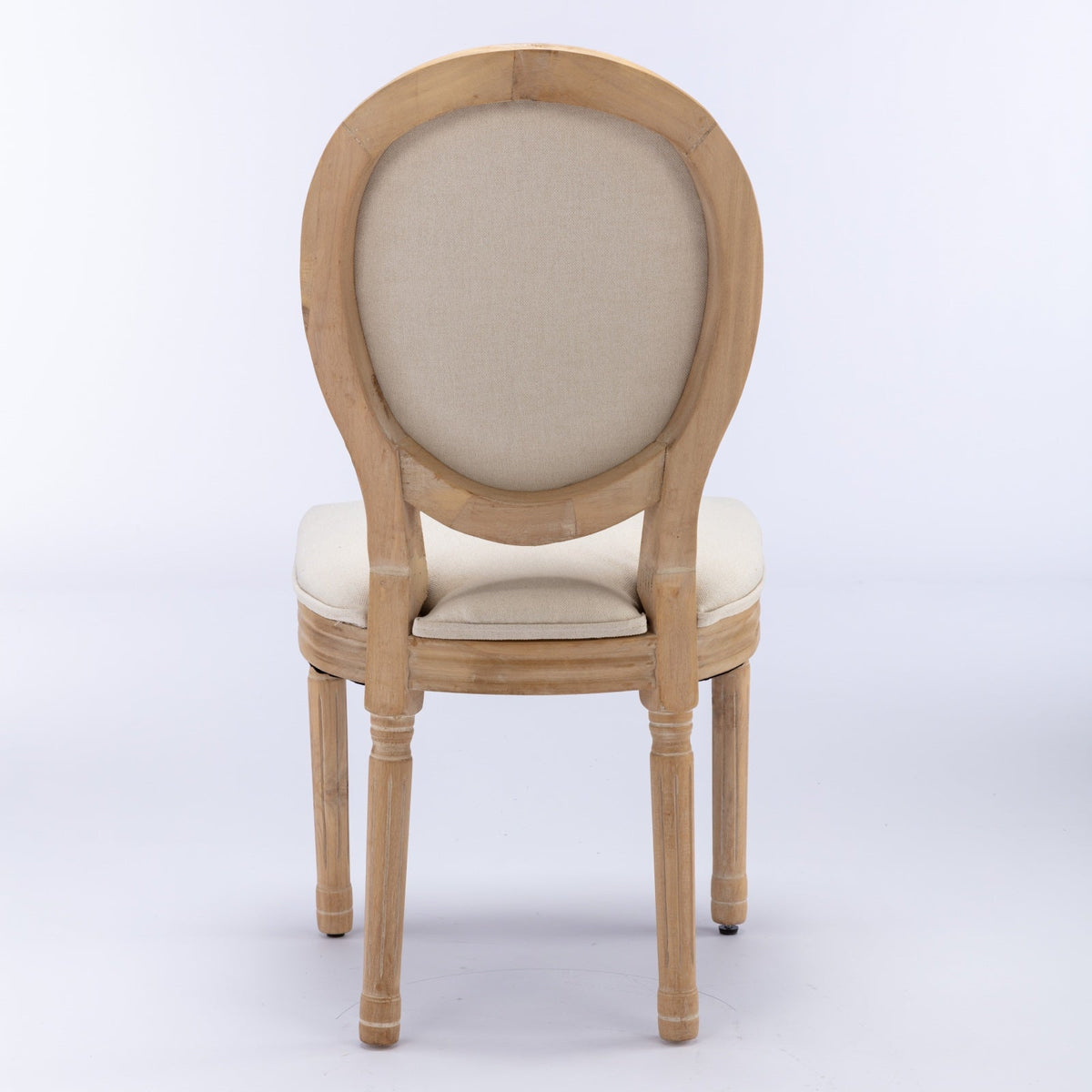 A&A Furniture,French Style Solid Wood Frame Antique Painting Linen Fabric Back Dining Chair,Set of 2,Beige,SW1845BG