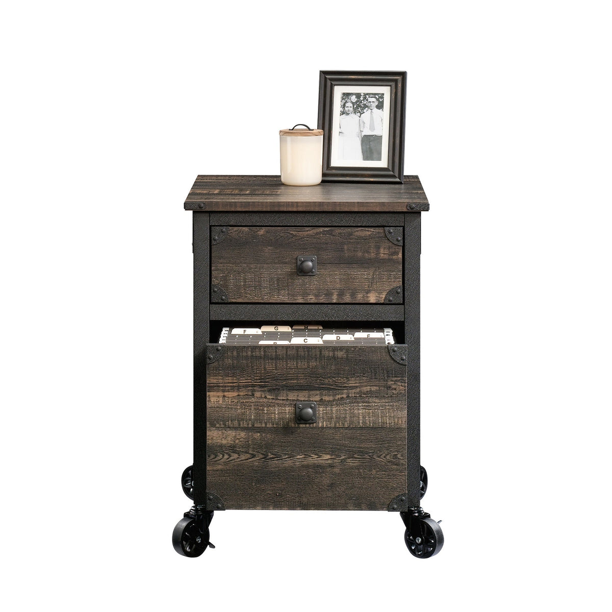 File Pedestal with Smooth-Glide Drawer, Dark Oak finish