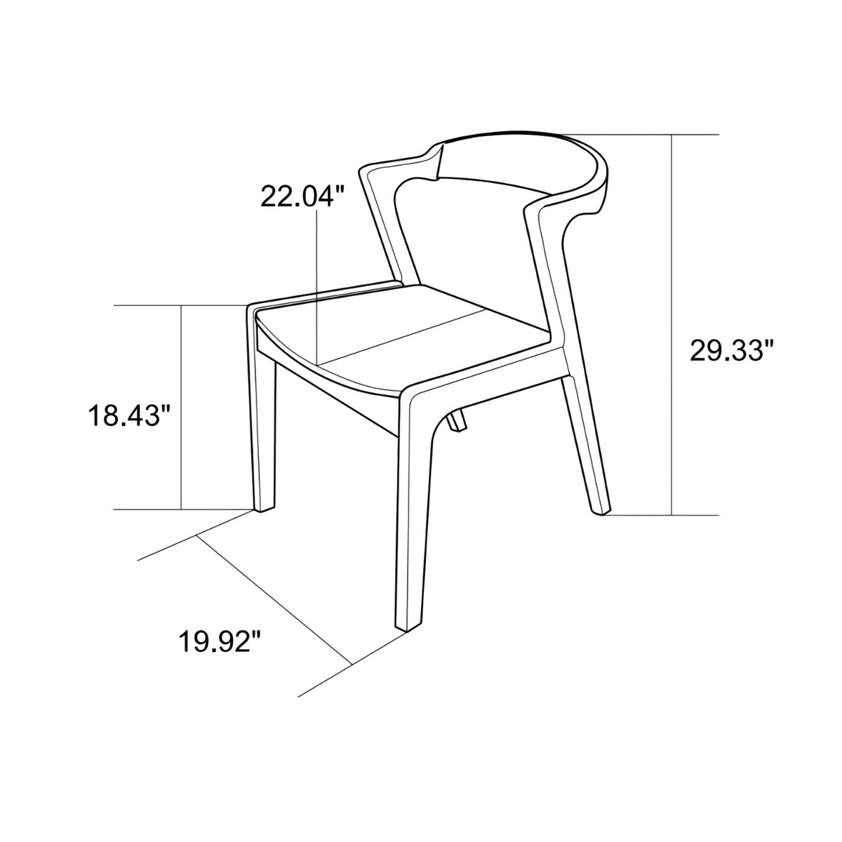 Dakota  Solid Wood Black Leather Dining Chair (Set Of 2)