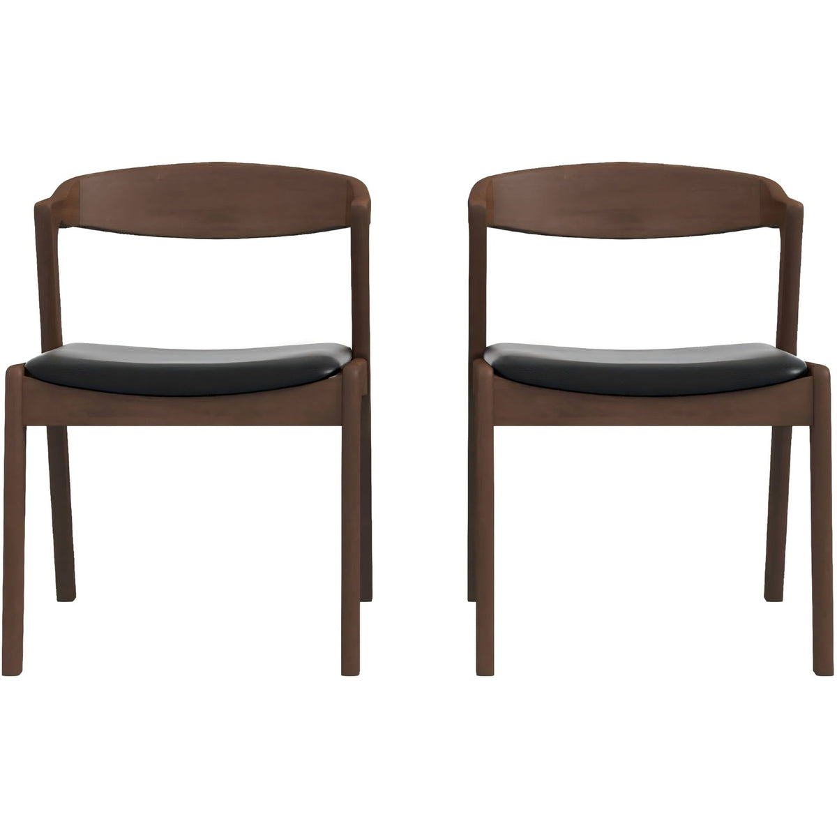 Dakota  Solid Wood Black Leather Dining Chair (Set Of 2)