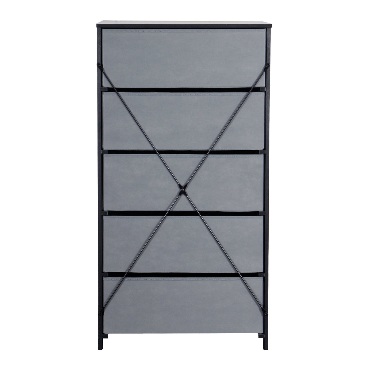 5-Drawer Dresser with Large Fabric Drawers, Black