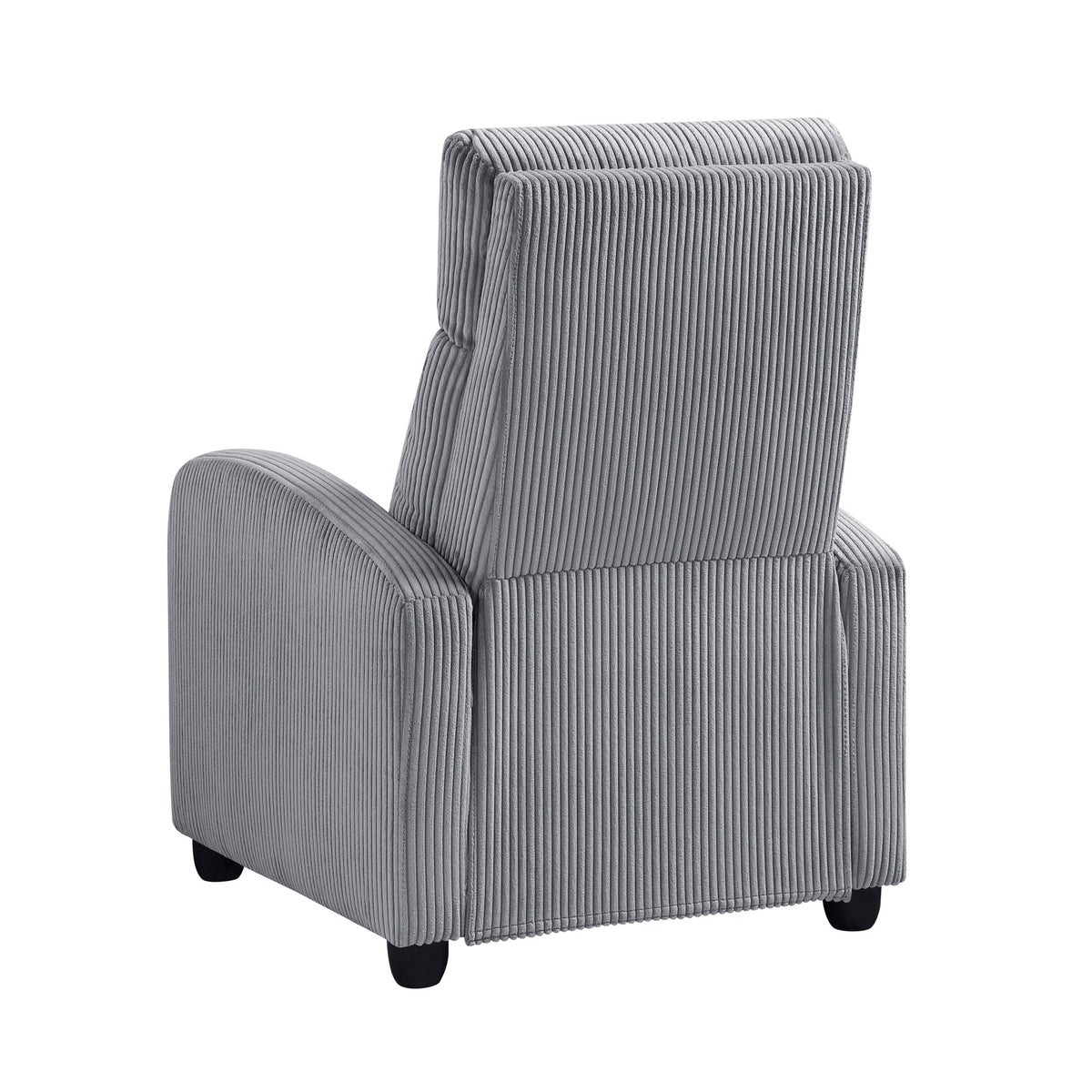 Modern Push Back Recliner Chair Dark Gray Soft Corduroy Upholstery Comfort Solid Wood Living Room Furniture 1pc
