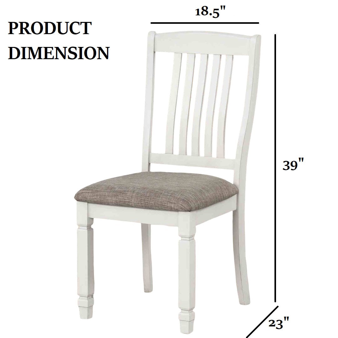 Farmhouse Style 2pc Side Chair Slat Back Upholstered Seat Rustic White Finish Dining Room Furniture