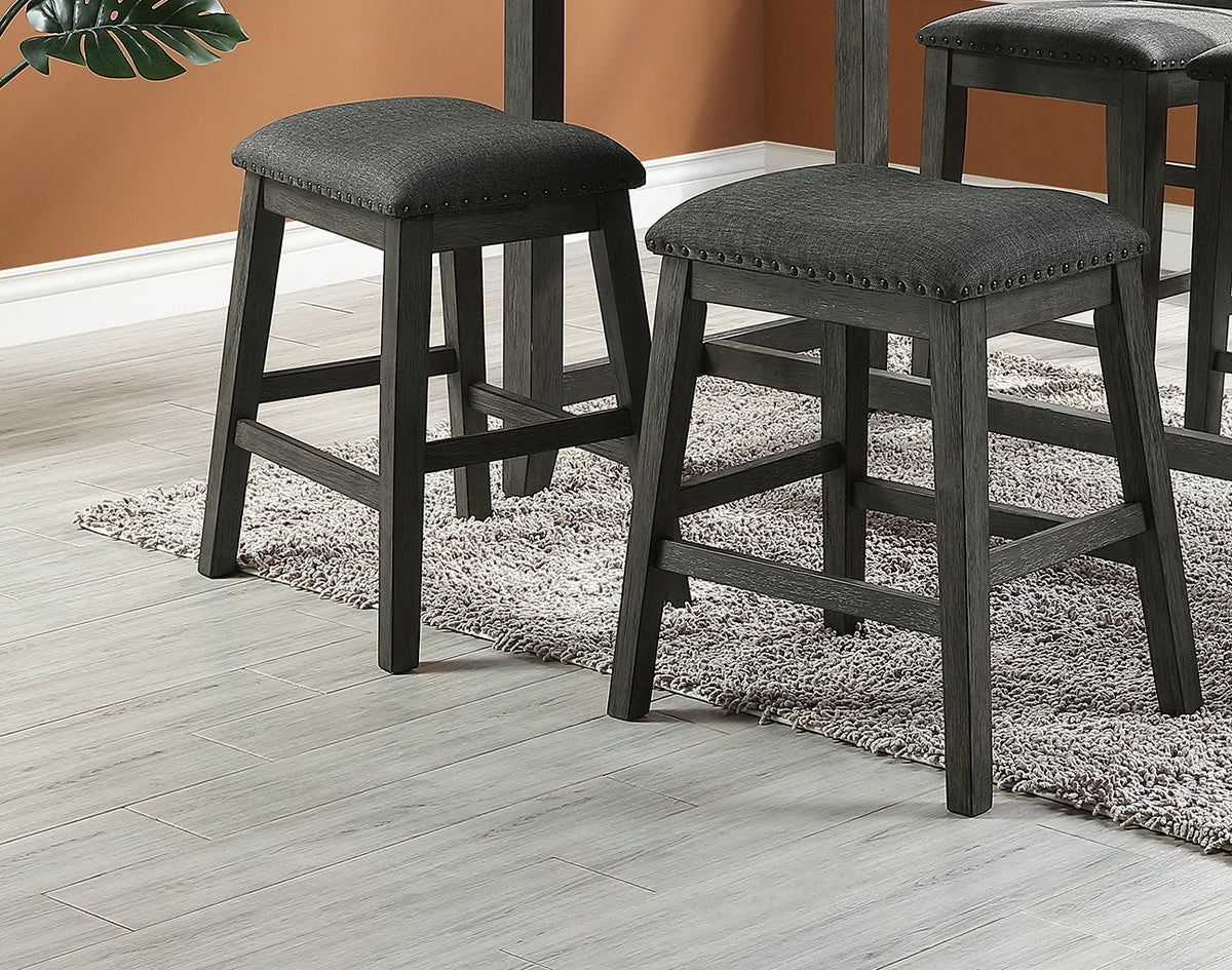 Modern Contemporary Dining Room Furniture Chairs Set of 2 Counter Height High Stools Grey Finish Wooden Foam Cushion Seat
