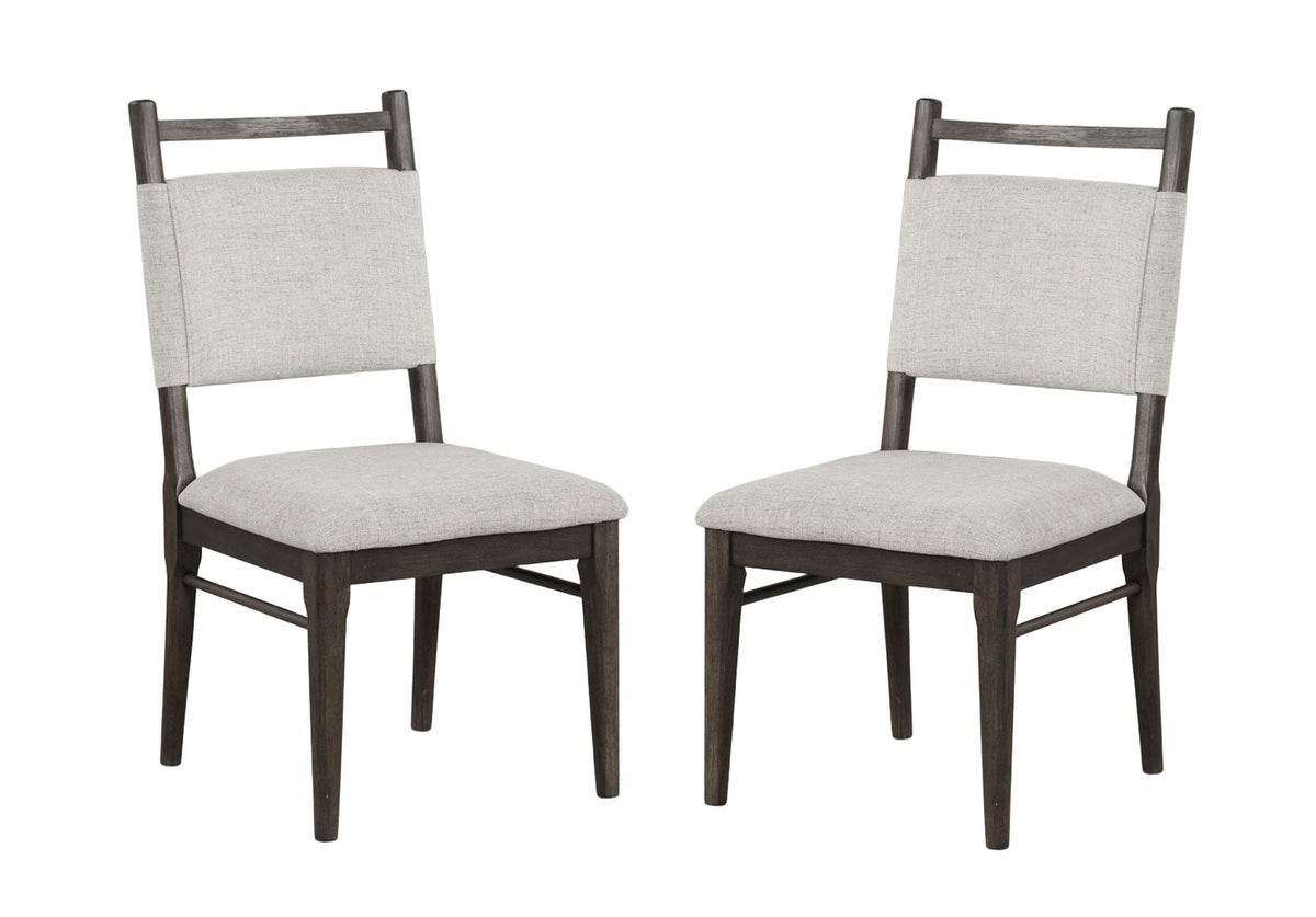Dark Walnut Side Chairs Upholstered Seat 100% Polyester Kitchen Dining Room Set of 2pc Dining Chairs