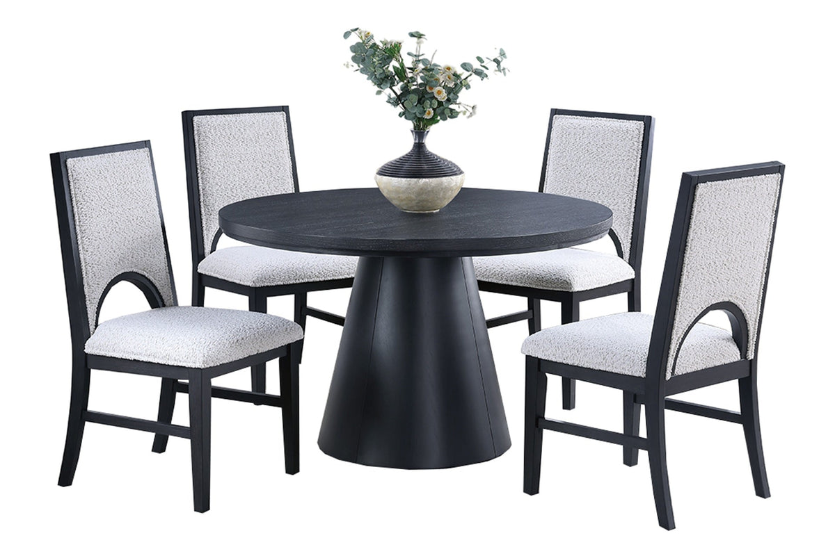 White Fabric Soft Cozy Texture 2pc Dining Chairs Upholstered Seat Back Unique Arched Cutout Chair