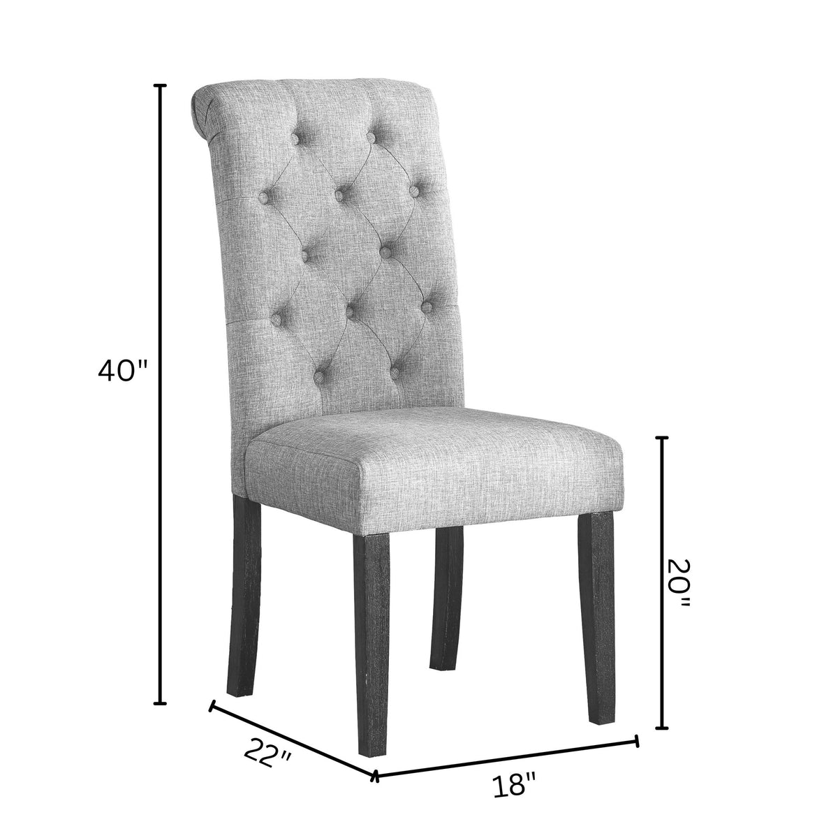 Leviton Solid Wood Tufted Asons Dining Chair, Set of 2, Tan