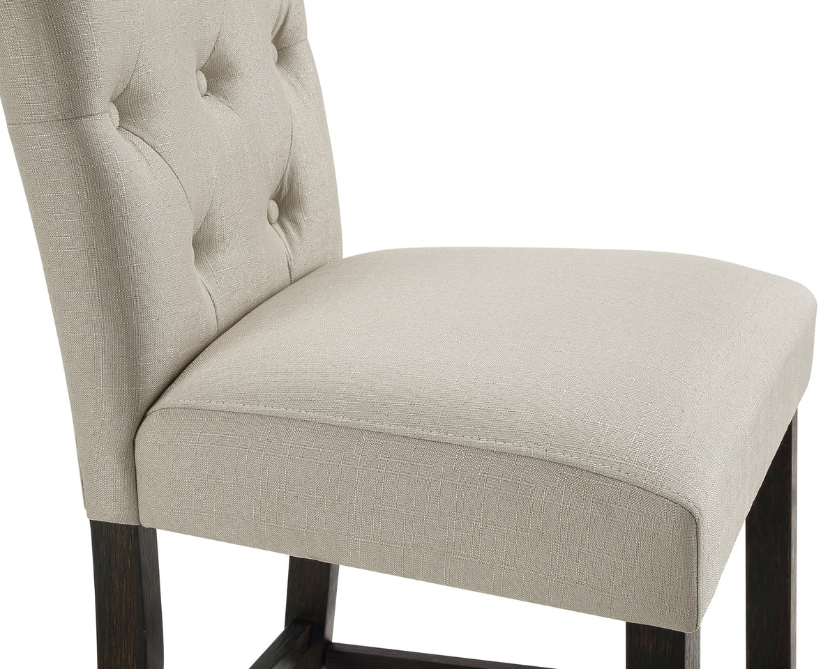 Leviton Solid Wood Tufted Asons Counter Height Stool, Set of 2, Tan