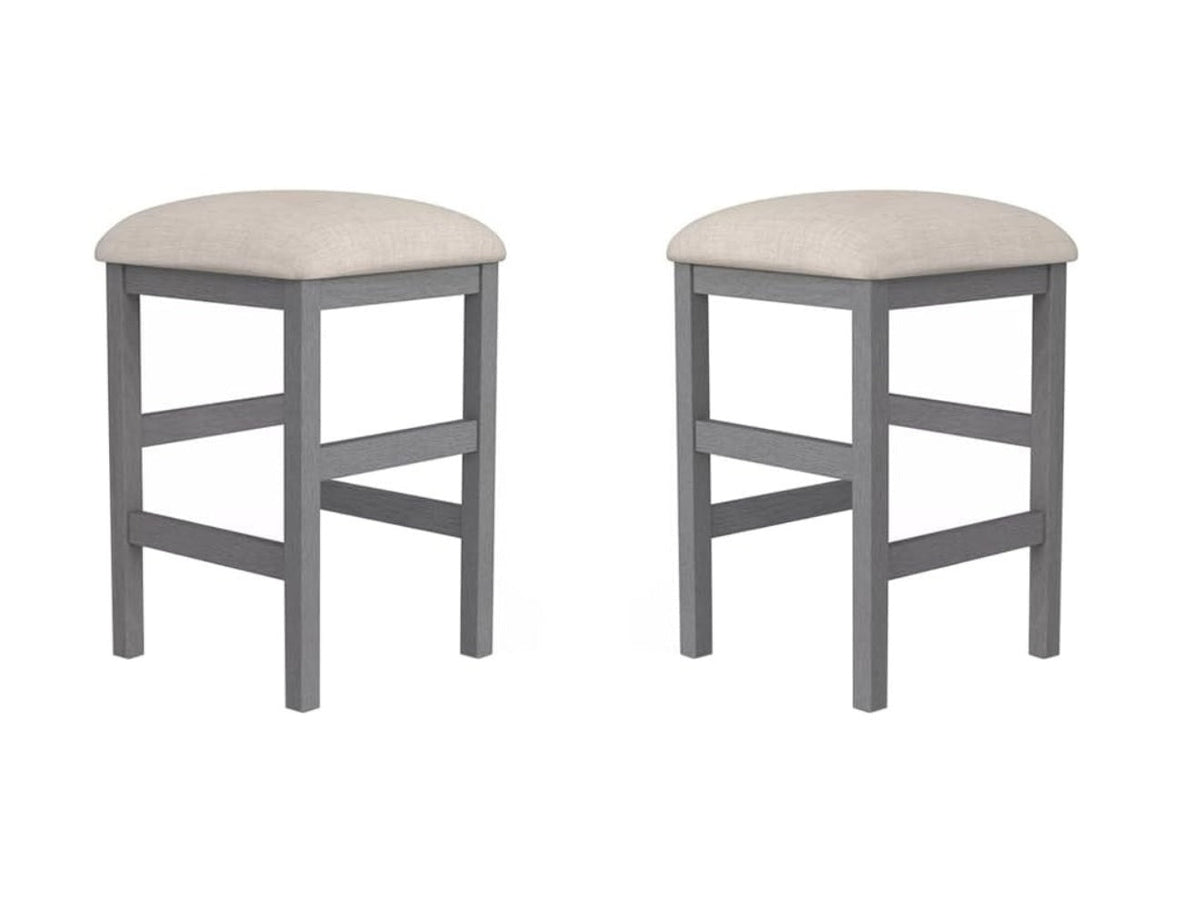 Rustic 5pc Dining Set Counter Height Dining Table w Storage drawer Faux Marble Top 4x Stools Light Gray Dining Room Furniture
