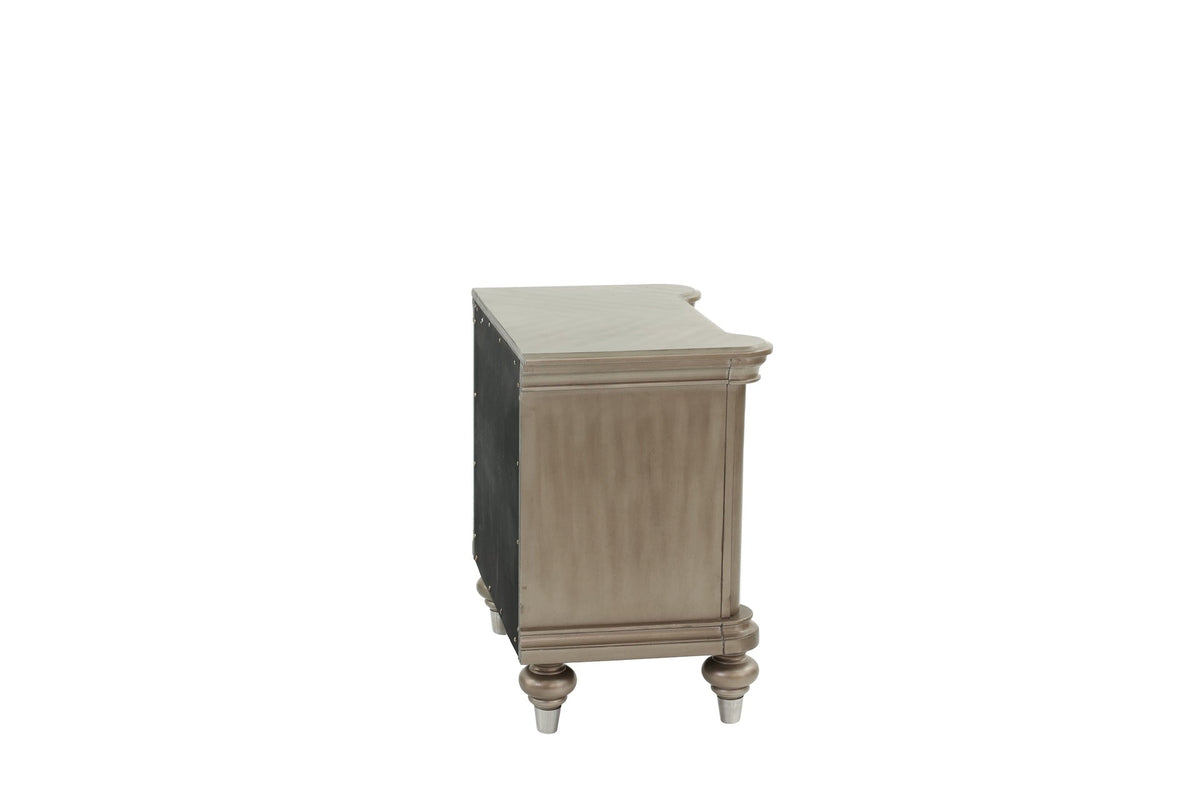 Luxury Classic Antique Silver / Champagne Finish 1pc Nightstand Storage Space Bedside Table Bedroom Furniture
