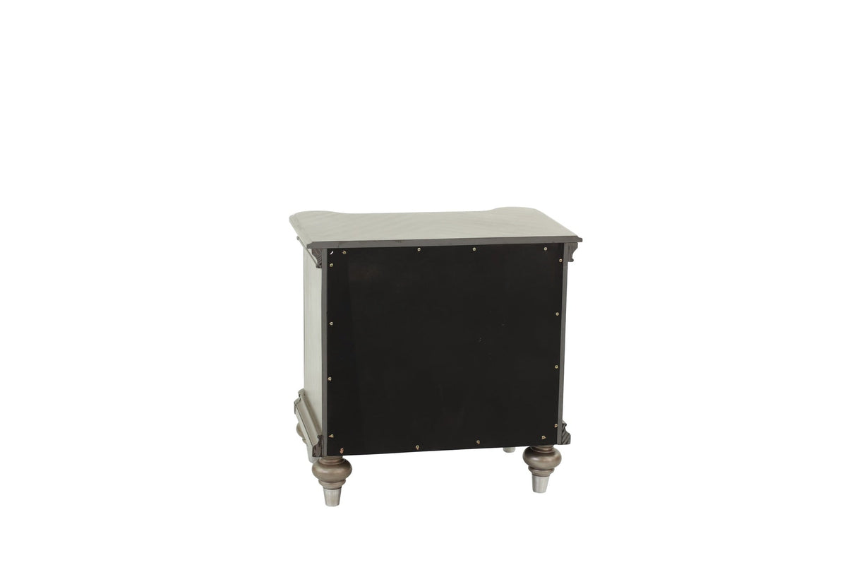 Luxury Classic Antique Silver / Champagne Finish 1pc Nightstand Storage Space Bedside Table Bedroom Furniture