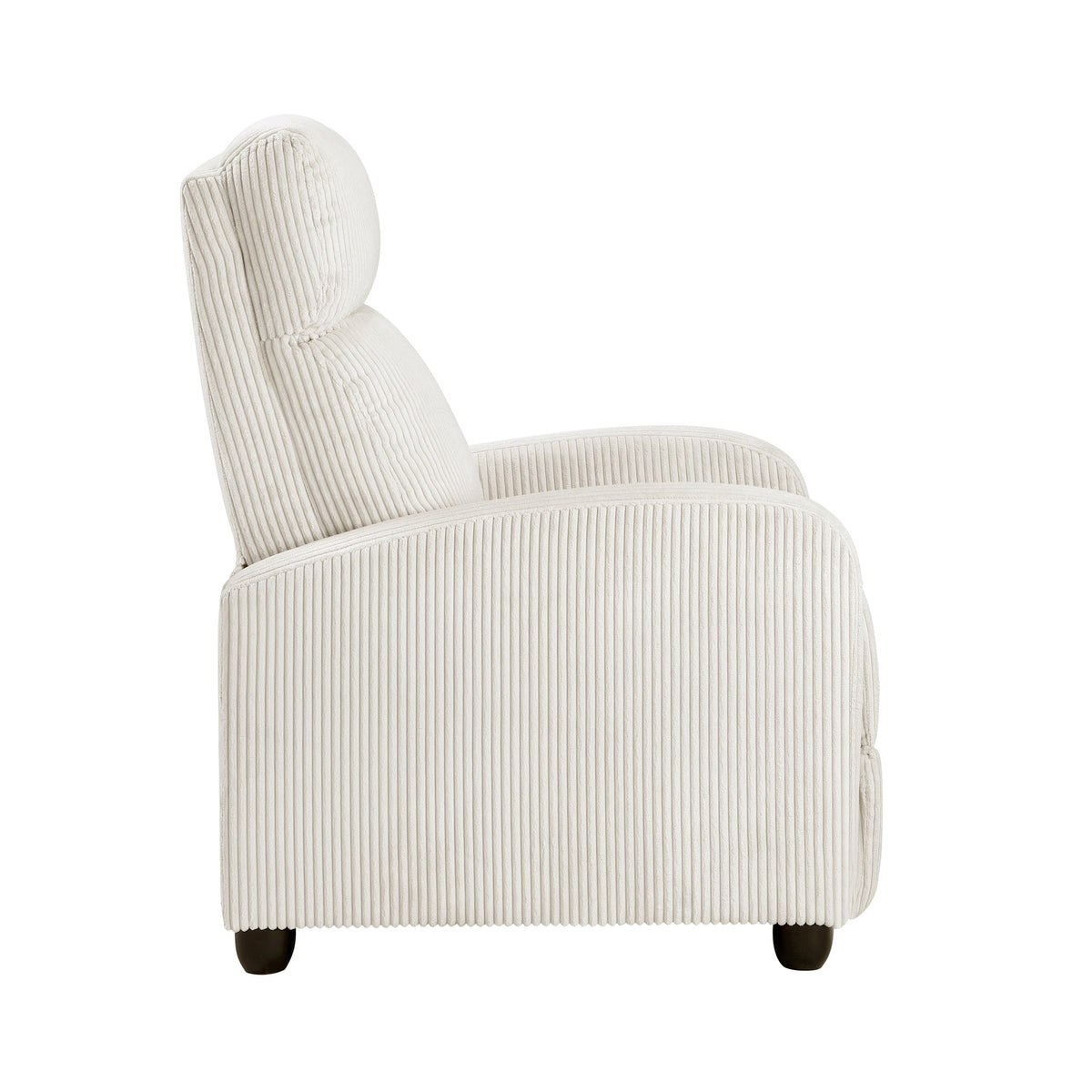 Modern Push Back Recliner Chair Beige Soft Corduroy Upholstery Comfort Solid Wood Living Room Furniture 1pc