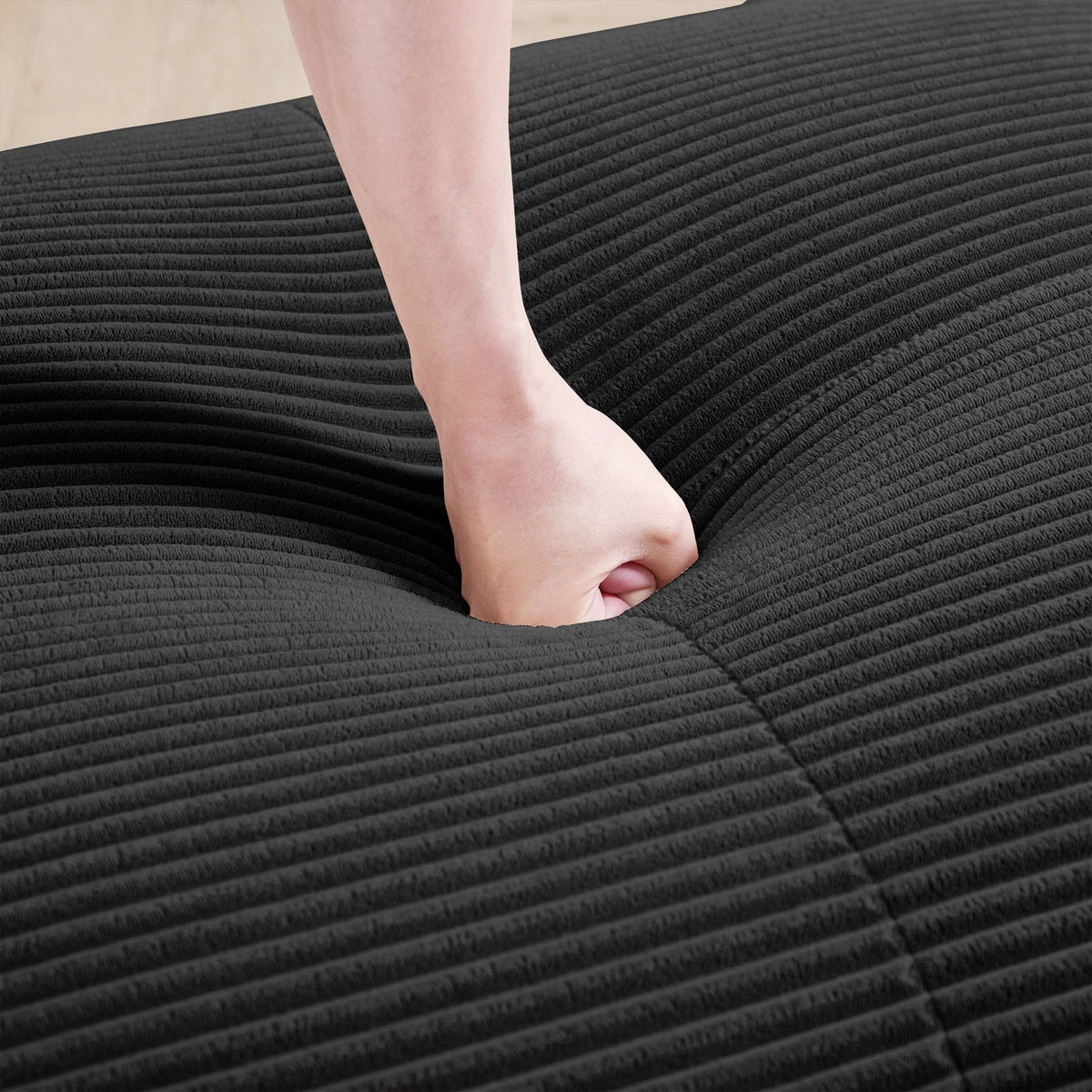 82'' L-shaped sofa in softCorduroy Fabric fabric modular design multiple combinations curved armrests no assembly required high-resilience sponge suitable for living rooms rest areas bedroom,Black