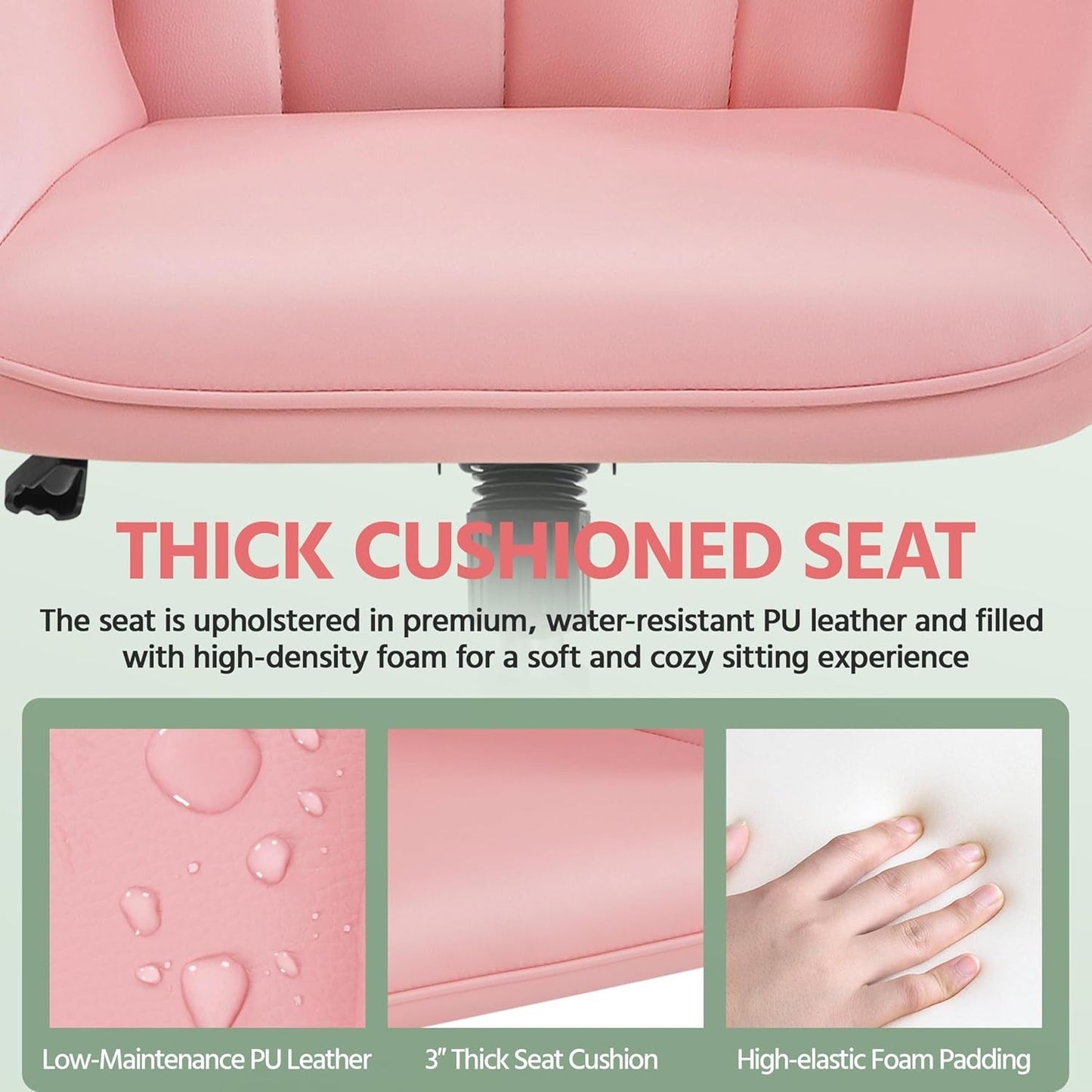 Pink Ergonomic Office Chair With Adjustable Height