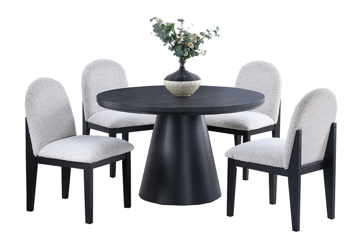 White Fabric Soft Cozy Texture 2pc Dining Chairs Upholstered Seat Back Ergonomic Support Side Chair