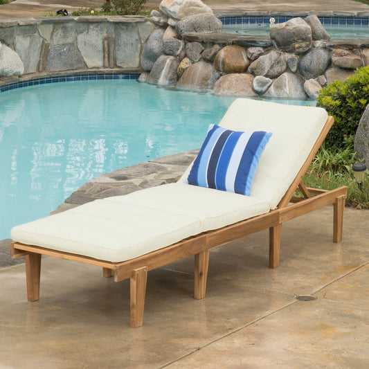ARIANA KD WOOD CHAISE LOUNGE W/ CUSHION