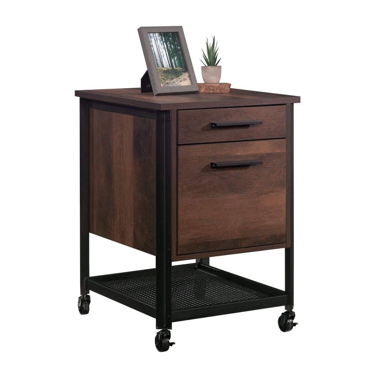 Pedestal File Cabinet with Large Drawers, Antique Dark Oak finish