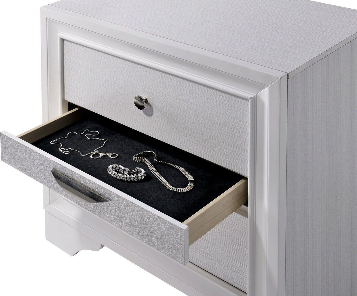 Contemporary White 1pc Nightstand Nickle round Knob Handles English Dovetails Hidden Drawer Bedside Table