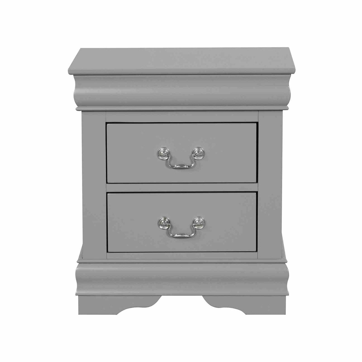 Gray Finish Nightstand 1pc Bracket Legs Dovetail Drawers Hanging Handles Transitional White Finish Bedroom Furniture
