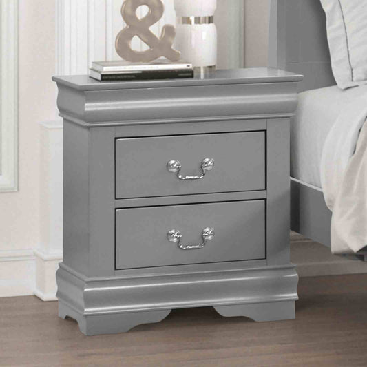 Gray Finish Nightstand 1pc Bracket Legs Dovetail Drawers Hanging Handles Transitional White Finish Bedroom Furniture