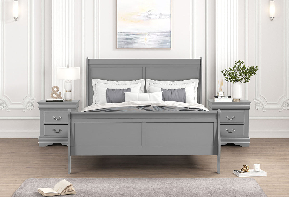 Gray Finish Nightstand 1pc Bracket Legs Dovetail Drawers Hanging Handles Transitional White Finish Bedroom Furniture