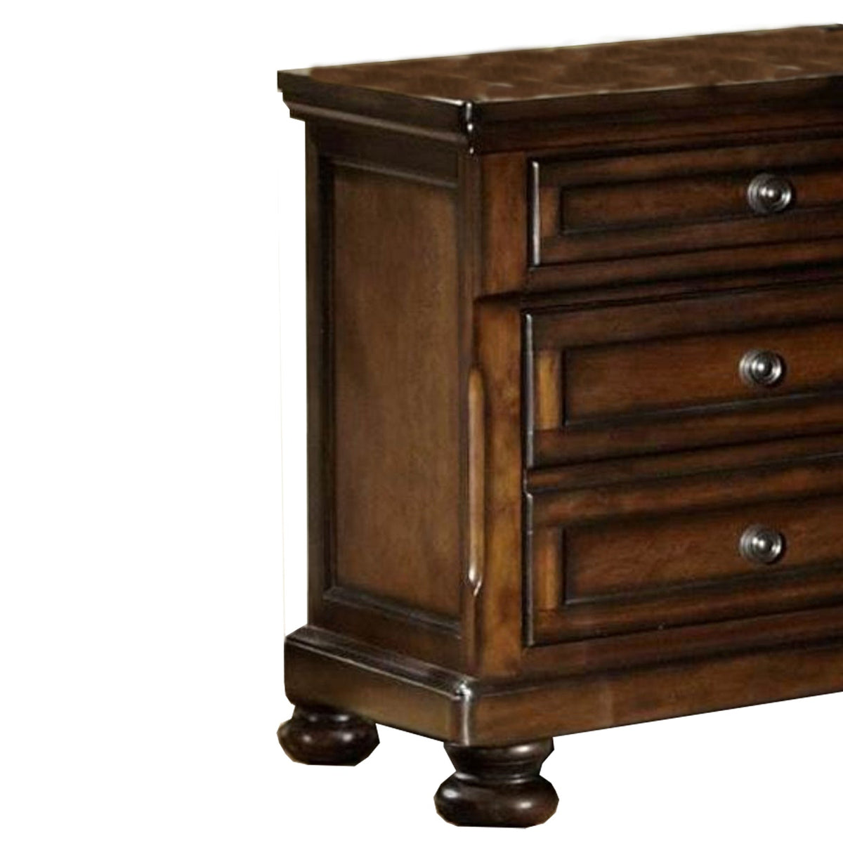 Classic Wooden Night Stand with 2 Drawers Brown