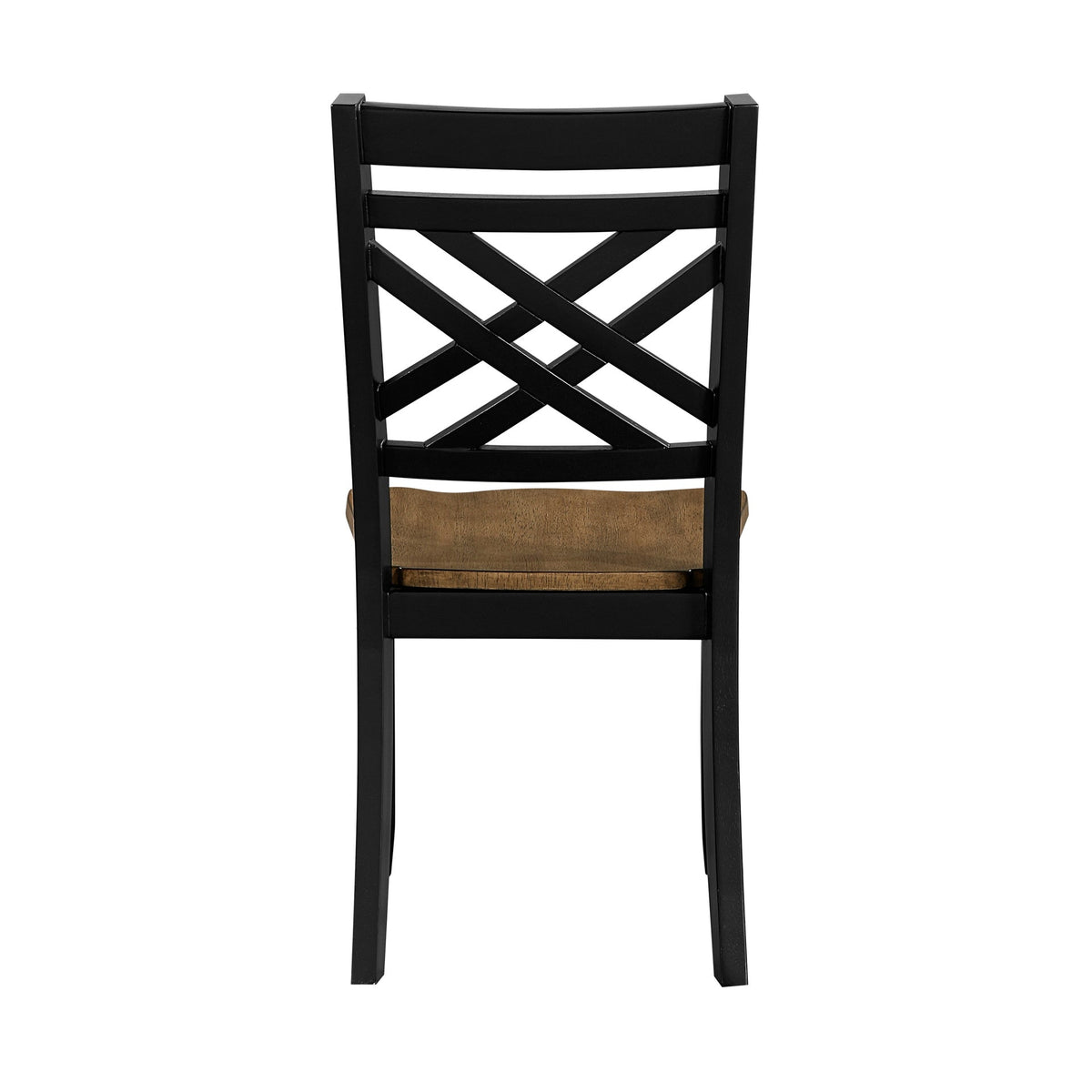 2-Tone Black Brown Finish Dining Chairs Set of 2 Modern Farmhouse Wooden Furniture