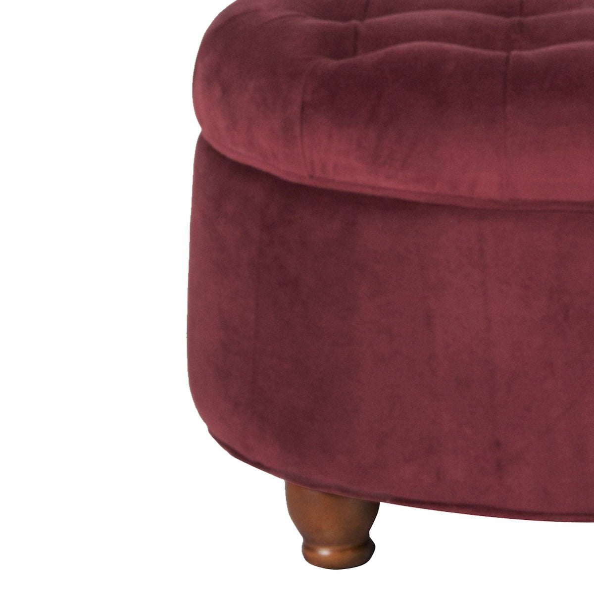 Velvet Upholstered Wooden Ottoman with Tufted Lift Off Lid Storage, Red