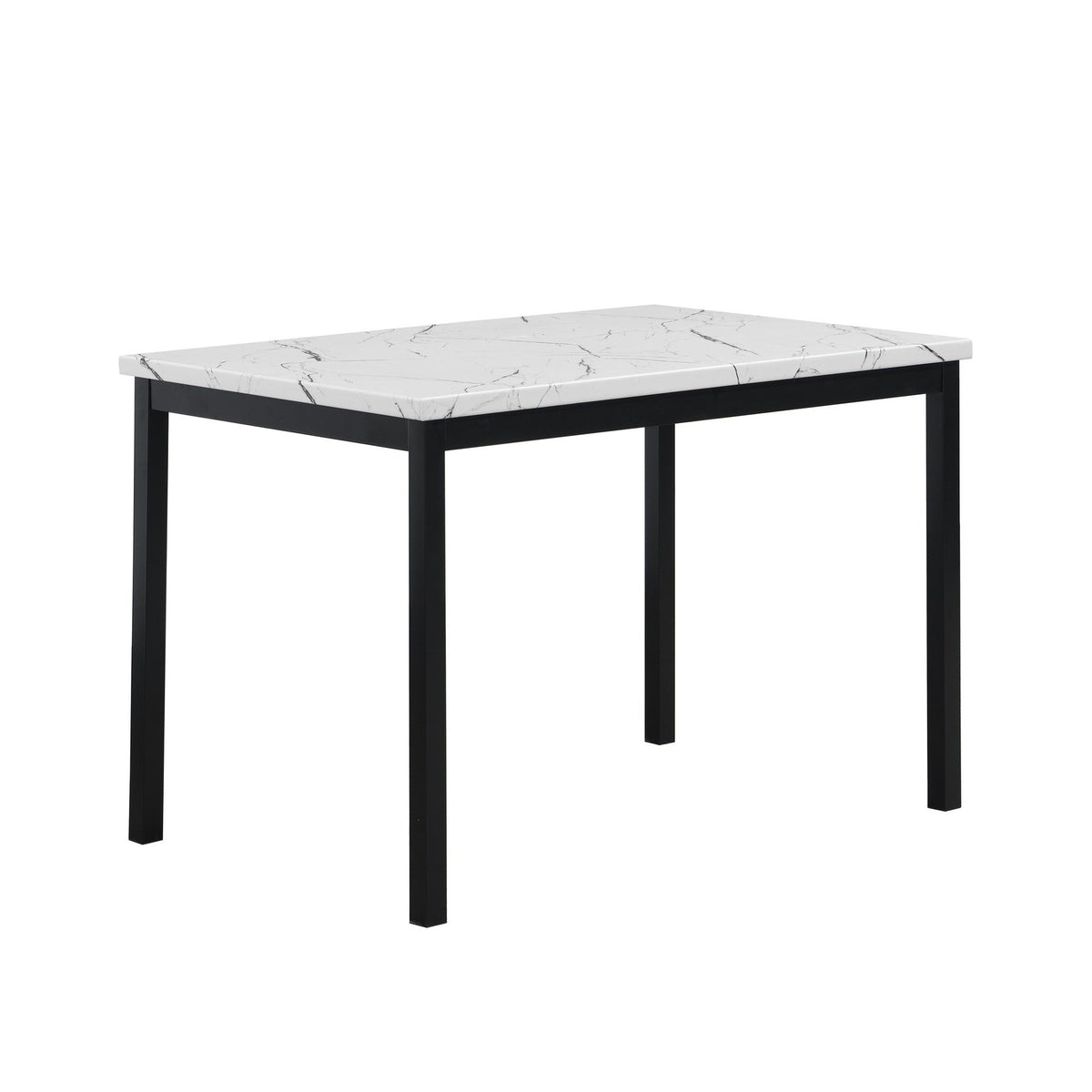 Noyes Metal Dining Table with Laminated Faux Marble Top, Off-White