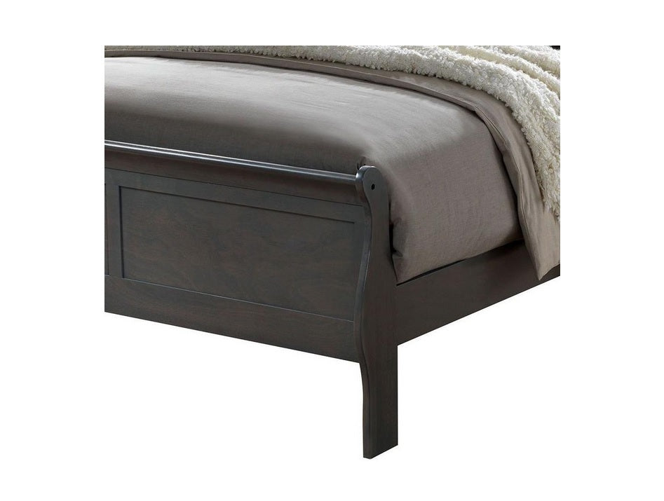 Classic Contemporary Twin Size Bed Gray Louis Phillipe Solidwood 1pc Bed Bedroom Sleigh Bed Furniture