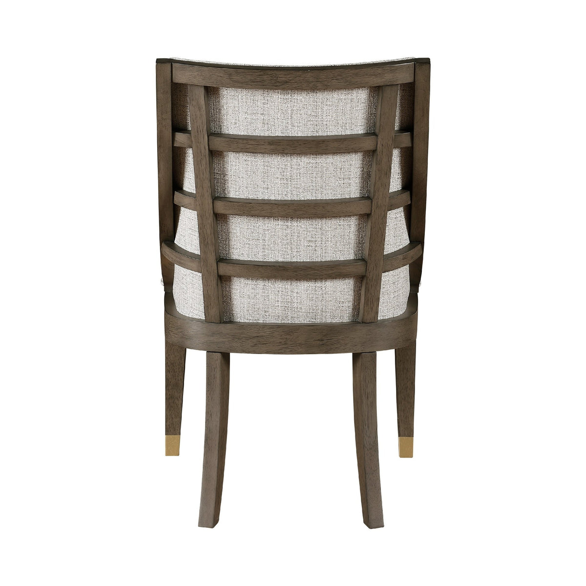 Greta Armchair Set of 2, Semi Deconstructed Gold Metal, Beige Fabric