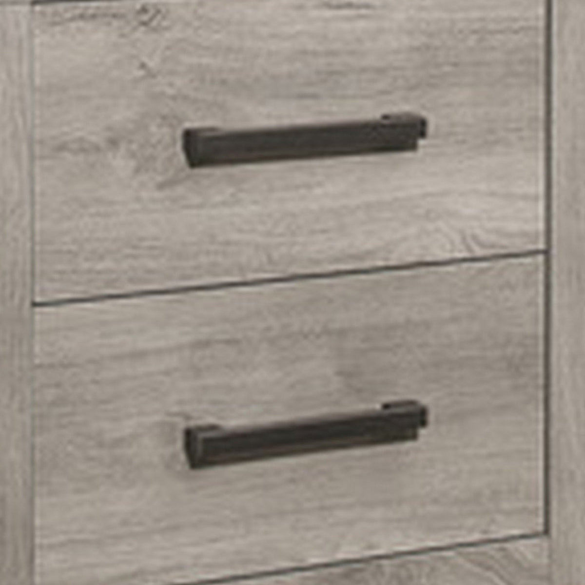 Deena 25 Inch Classic 2 Drawer Nightstand, Metal Handles, Wood Grain Gray
