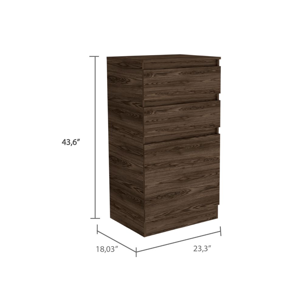 Dresser 43"H, Jewelry Box, Mirror, Single Door Cabinet, Two Drawers, Dark Walnut