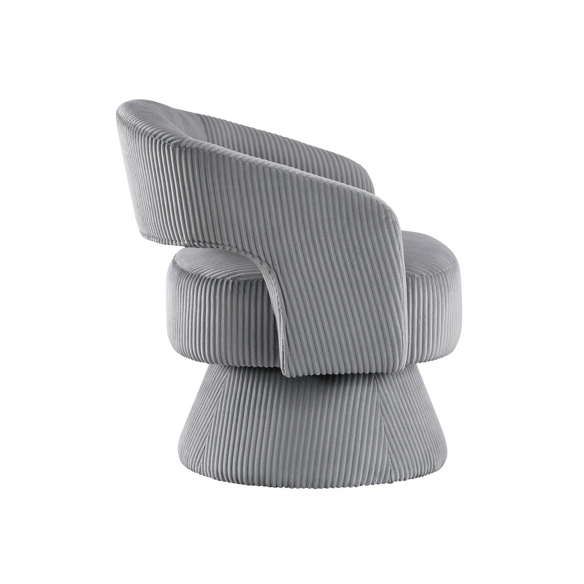 Modern Luxurious Swivel Accent Chair Dark Gray Soft Corduroy Upholstery Plush Seating Solid Wood Stylish Home Furniture 1pc