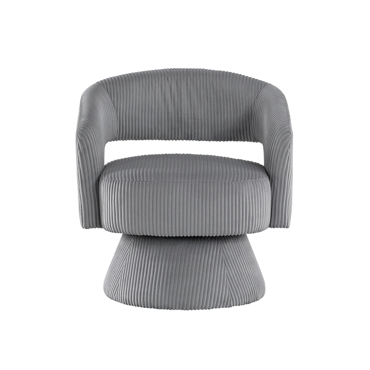 Modern Luxurious Swivel Accent Chair Dark Gray Soft Corduroy Upholstery Plush Seating Solid Wood Stylish Home Furniture 1pc