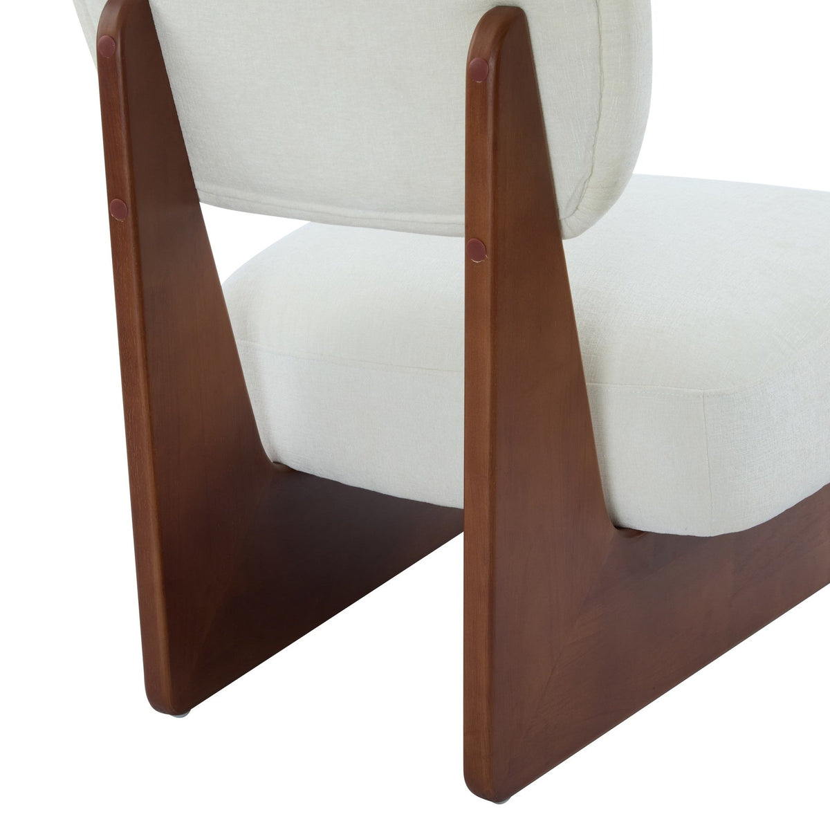 [Set of 2] Modern Beige Lounge Chair with Polyester Upholstery, Sturdy Wood Base With Walnut Finish, Minimalist and Stylish Accent Seating for Living Room, Bedroom, or Office