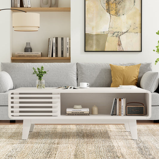 Coffee Table, Living Room Tables, Modern Table with Storage, Mid Century Farmhouse Wood Coffee Table for Living Room