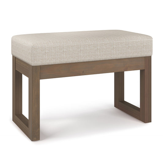 Milltown 27 inch Wide Solid Wood Footstool Small Ottoman Bench in Platinum
