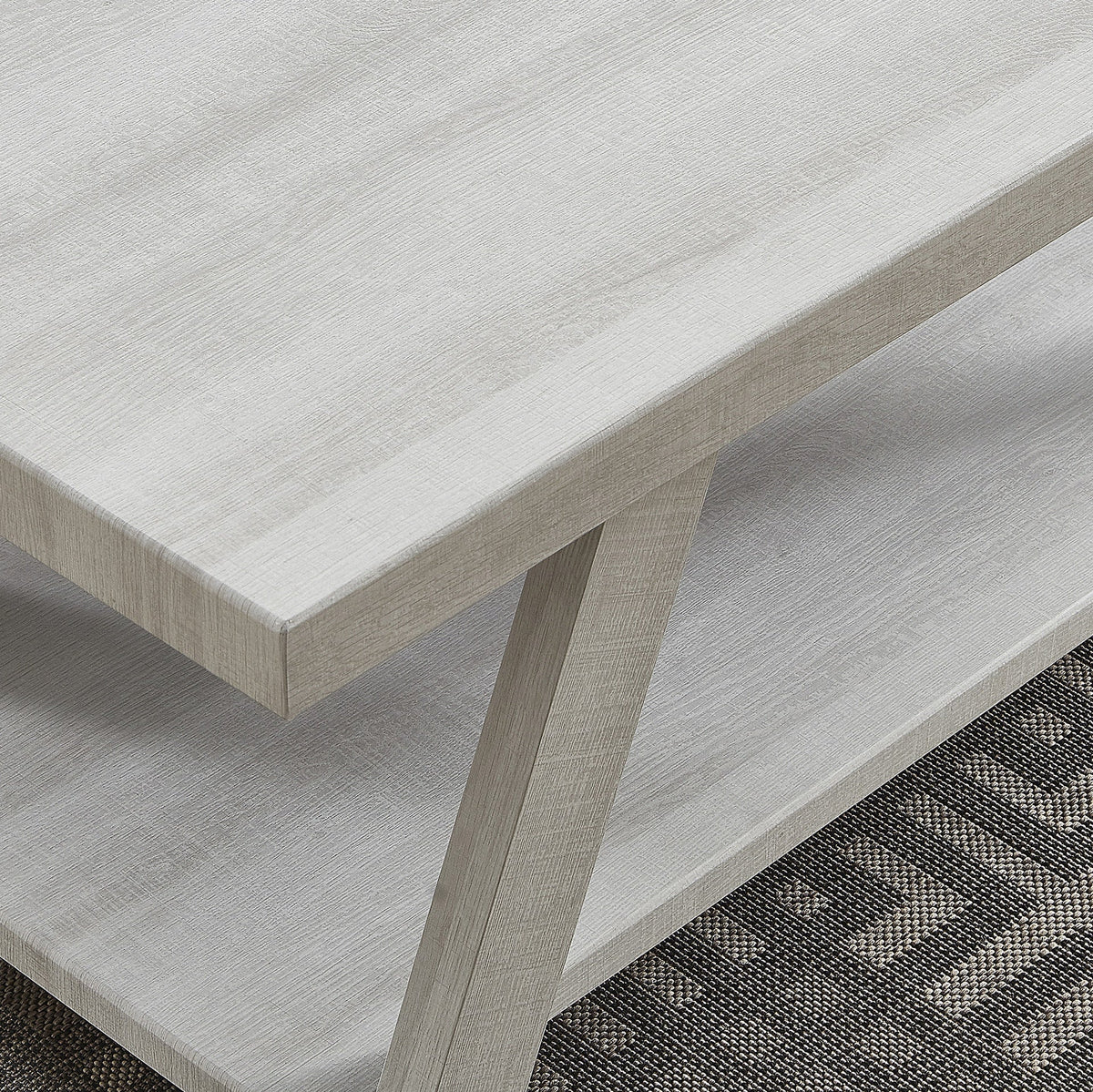 Athens Contemporary Wood Shelf Side Table in White Finish