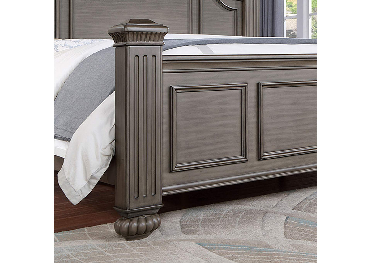 Queen Size Panel Bed 1pc Contemporary Style Gray Bedroom Furniture Formal Floral Design in Headboard