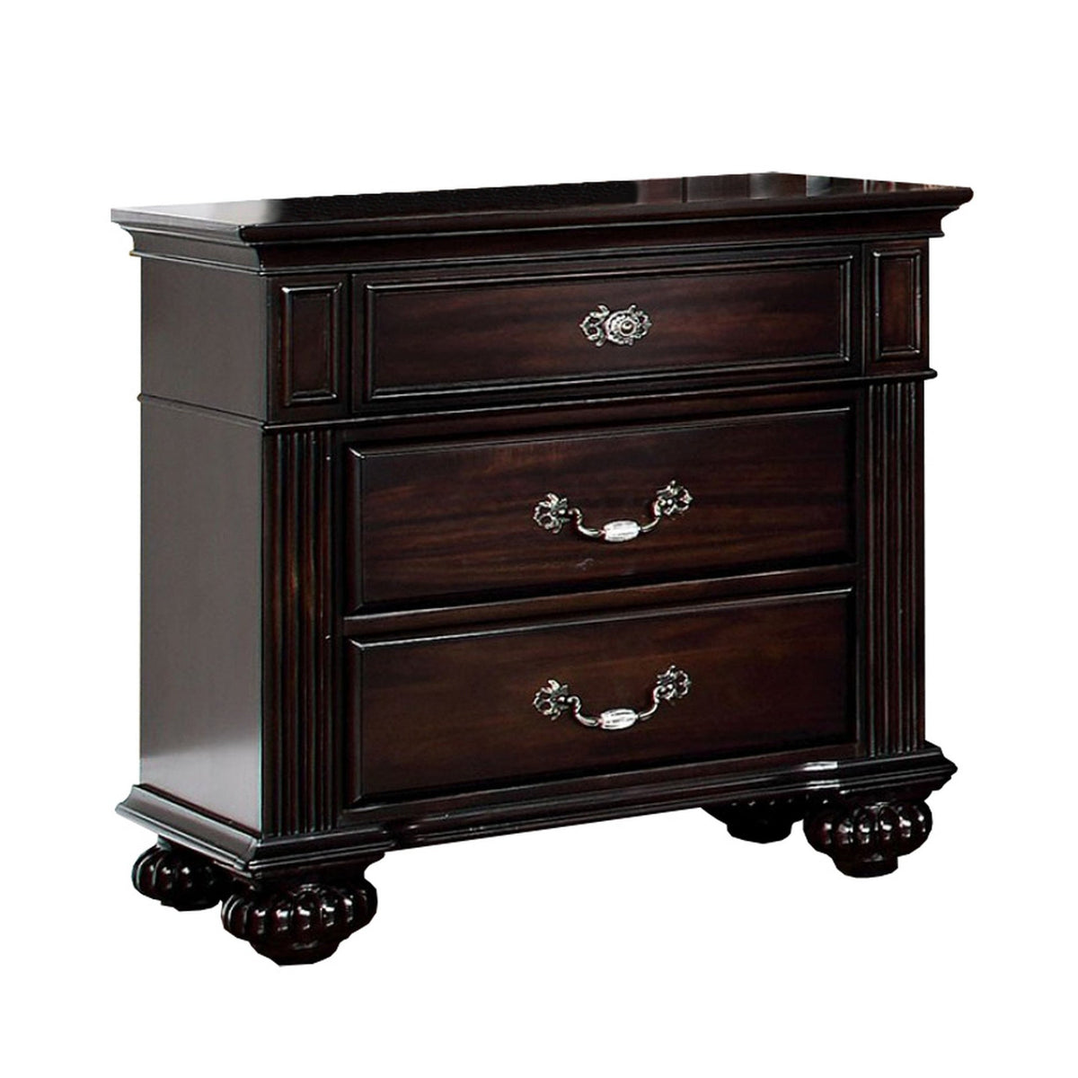 Syracuse Traditional Style Beautiful Nightstand, Dark Walnut