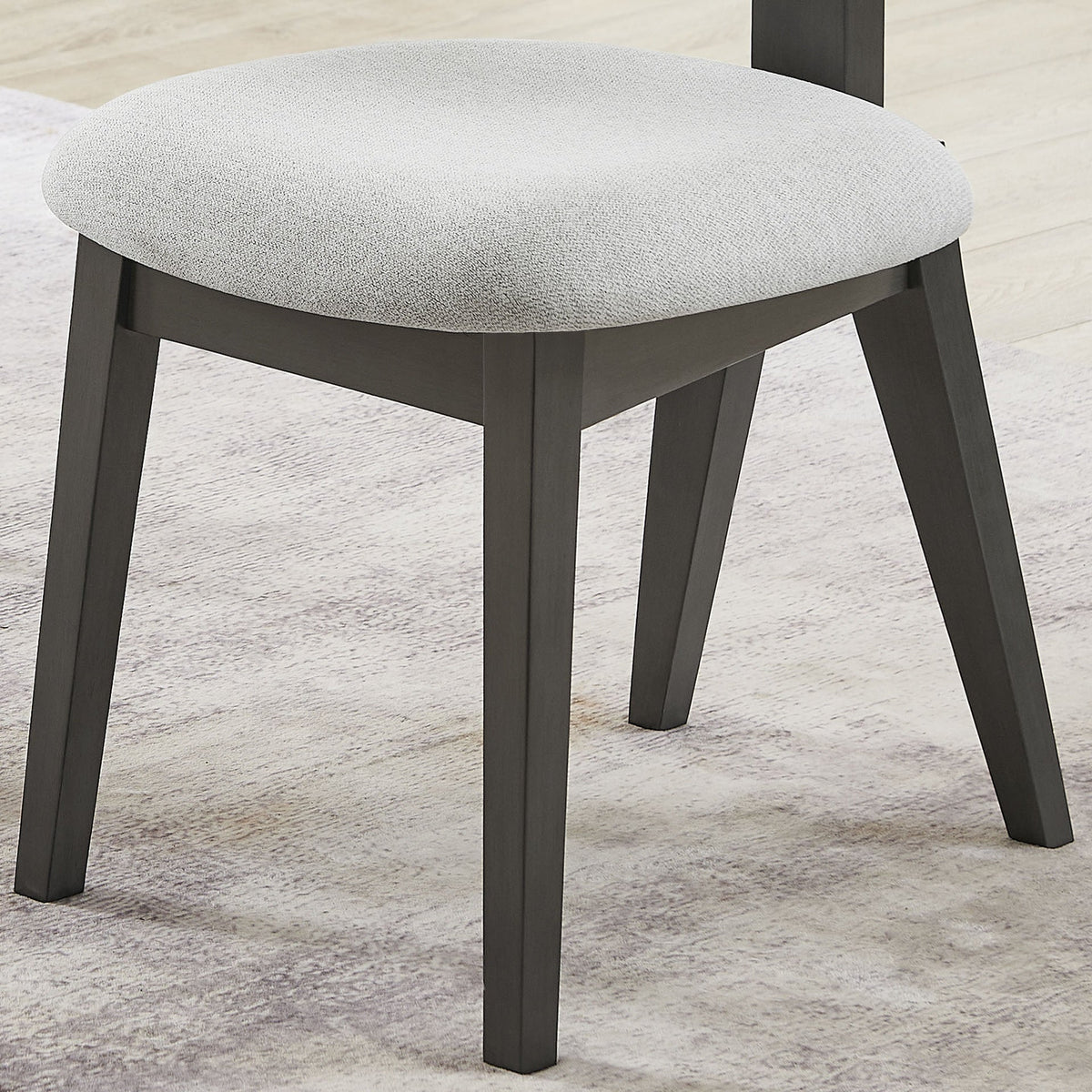Venezia Set of 2 Light Gray Fabric Upholstered Dining Chairs with Gray Wood Frame – Comfortable Contemporary Seating