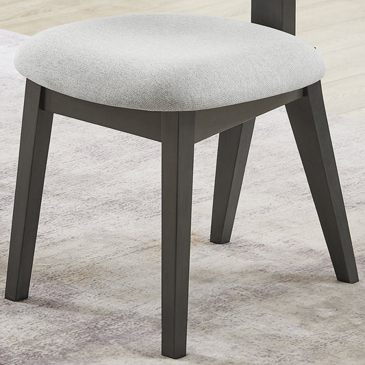 Venezia Set of 2 Light Gray Fabric Upholstered Dining Chairs with Gray Wood Frame – Comfortable Contemporary Seating