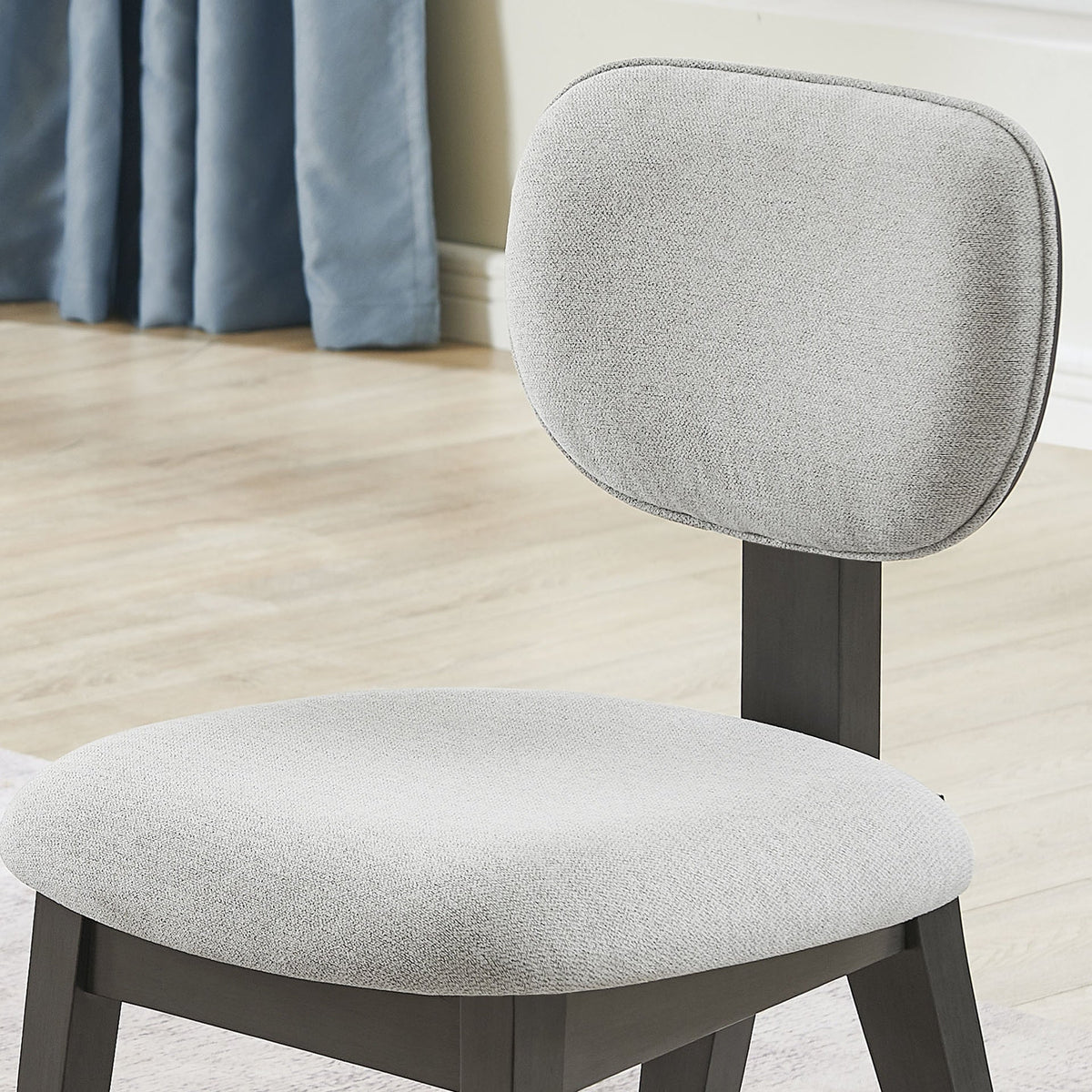 Venezia Set of 2 Light Gray Fabric Upholstered Dining Chairs with Gray Wood Frame – Comfortable Contemporary Seating