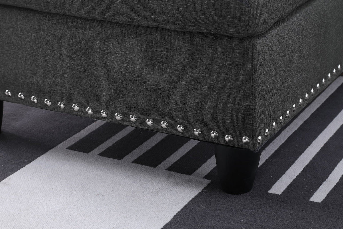 Cup - holder Console - Featured Corner Sofa in Charcoal - Dark Gray