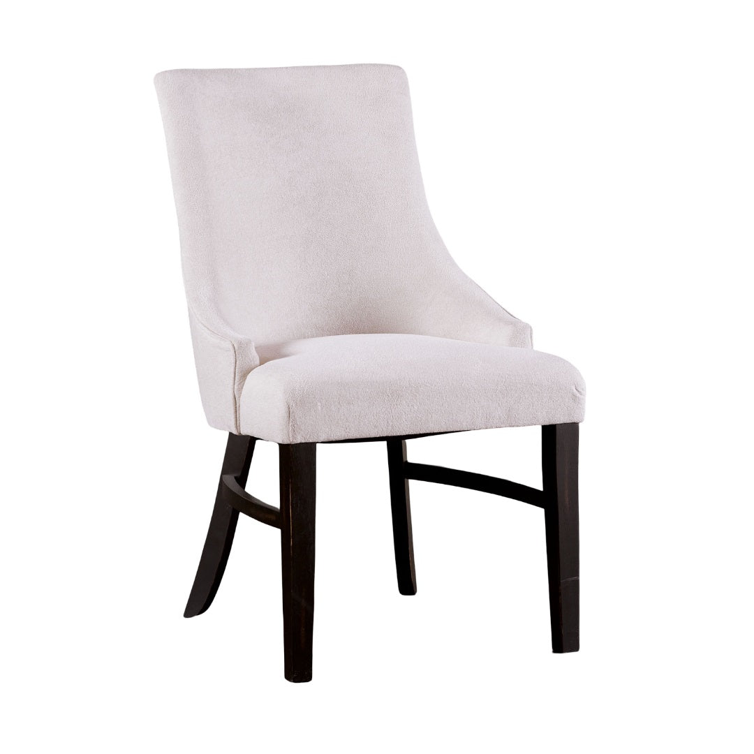 Transitional Style 2pc Arm Chair Angled Legs Padded Wing Back Welt Black And Beige Finish Dining Room
