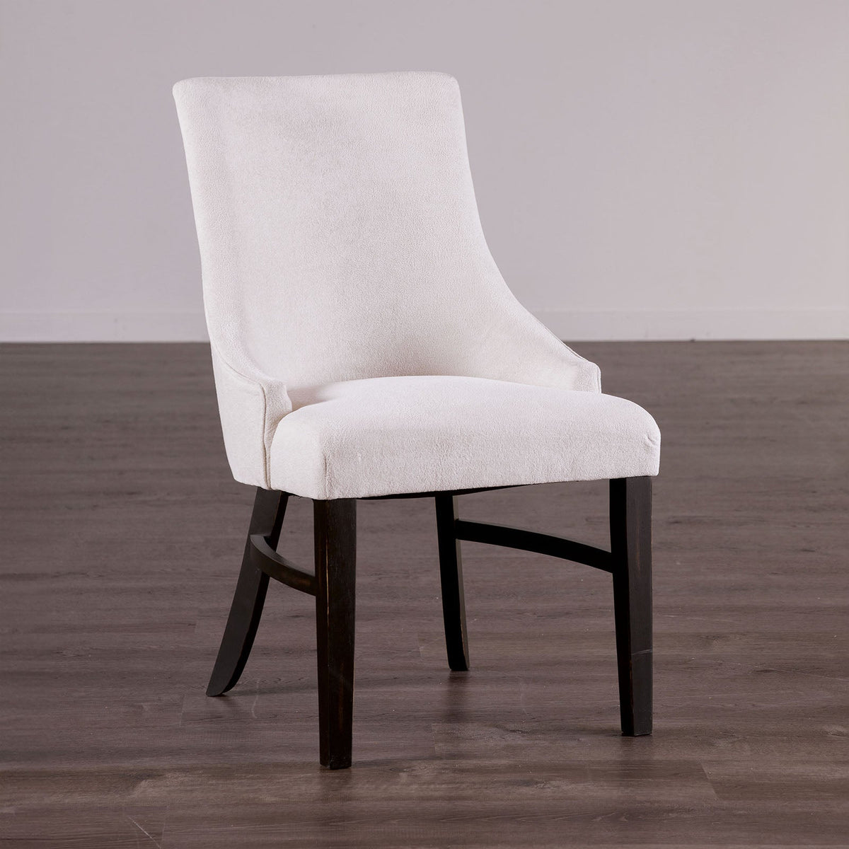 Transitional Style 2pc Arm Chair Angled Legs Padded Wing Back Welt Black And Beige Finish Dining Room